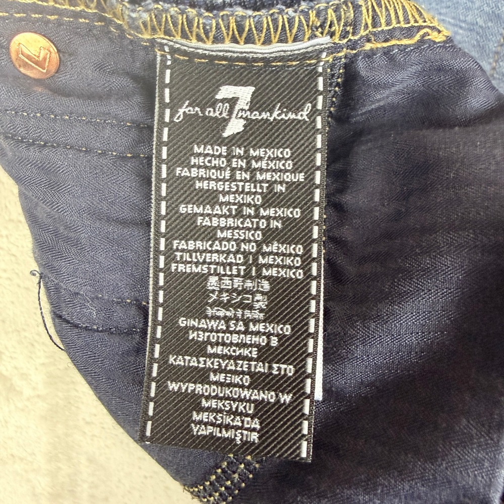7 For All Mankind Josefina Jeans Women 27 Blue Skinny Boyfriend Button Fly Crop - Picture 4 of 14